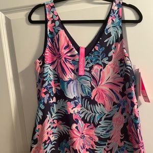 NWT Lilly Pulitzer Reversible Navy and Pink patterned chiffon tank top SzM